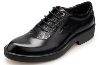 【VSNOON】绅士情方格压花系带正装皮鞋（黑色）